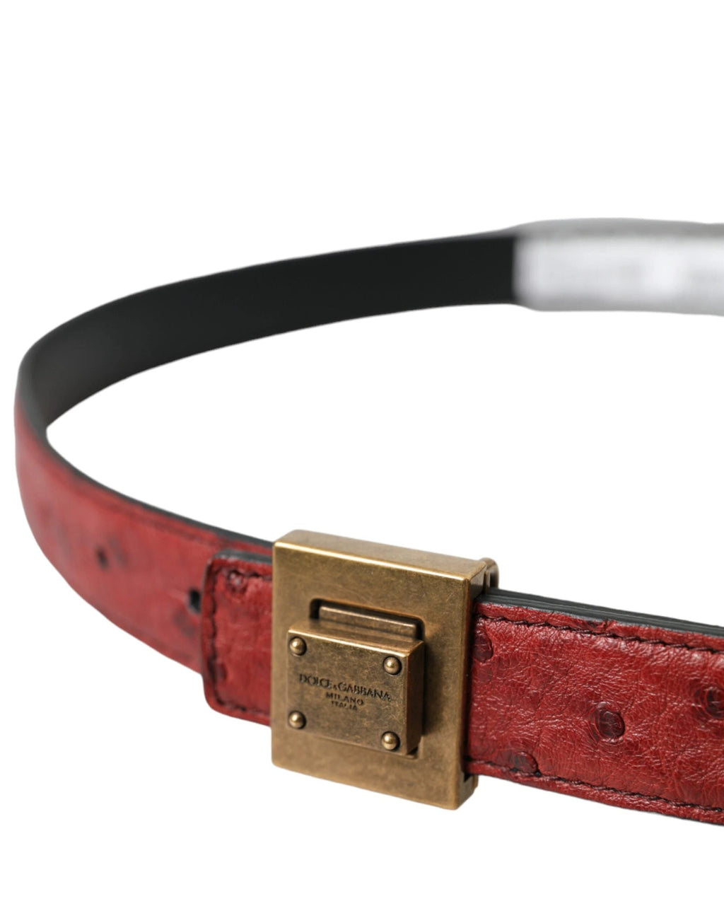 Dolce & Gabbana Brown Leather Square Metal Buckle Belt by Dolce & Gabbana