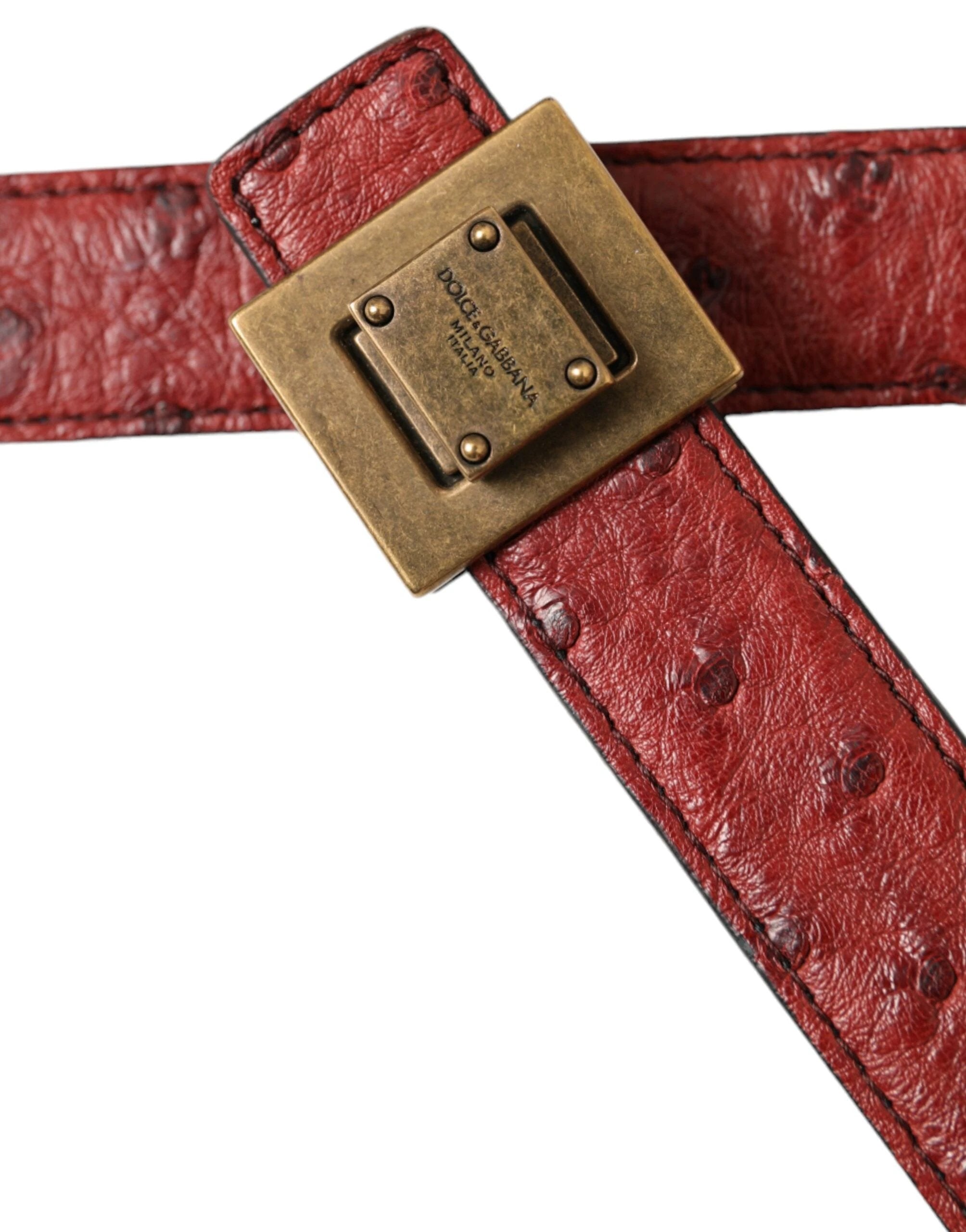 Dolce & Gabbana Brown Leather Square Metal Buckle Belt by Dolce & Gabbana