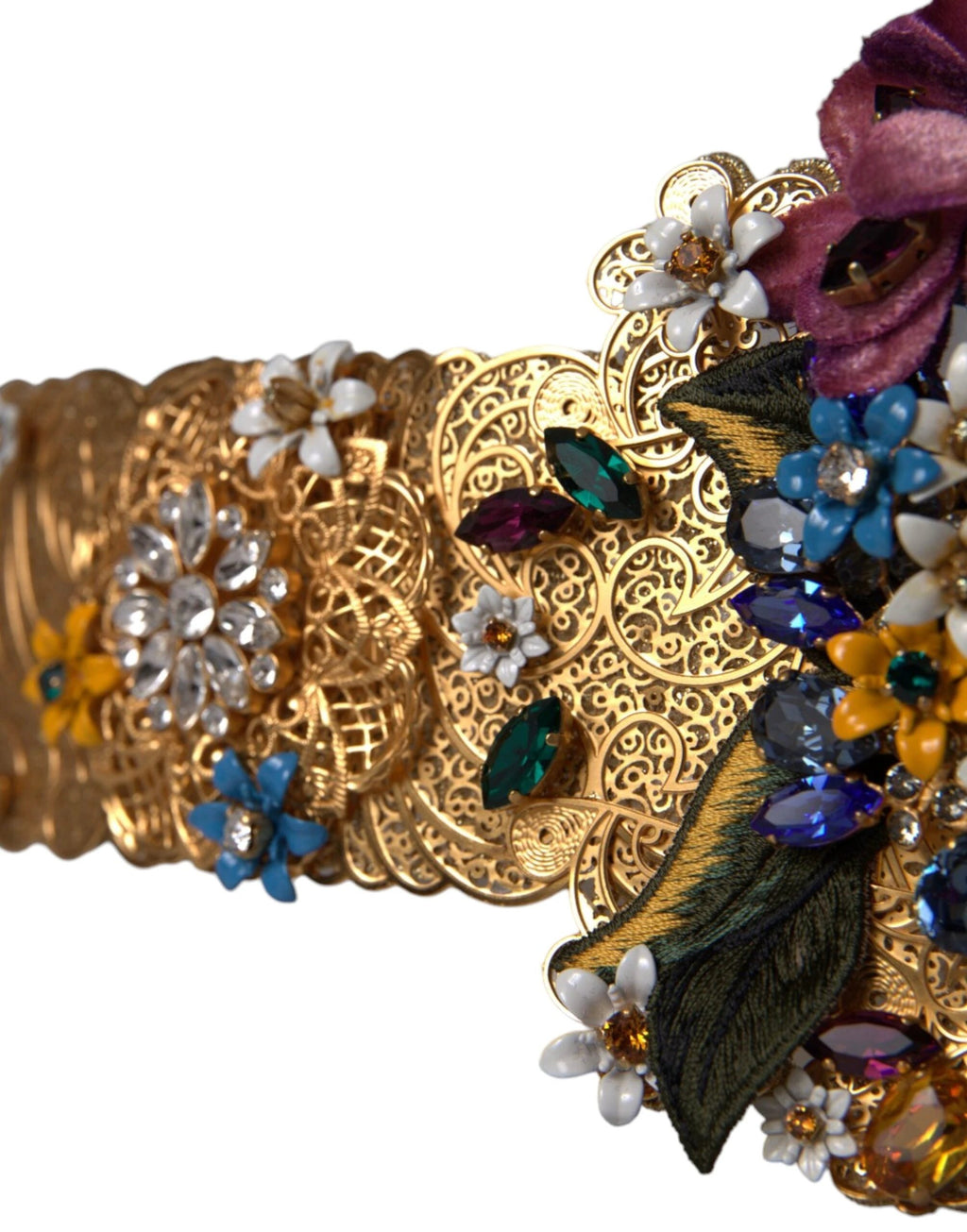 Dolce & Gabbana Multicolor Embellished Floral Crystal Wide Waist Belt by Dolce & Gabbana