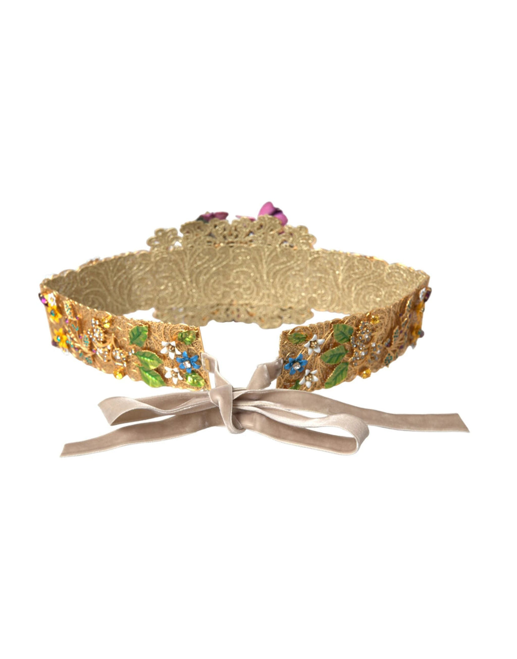 Dolce & Gabbana Multicolor Embellished Floral Crystal Wide Waist Belt by Dolce & Gabbana