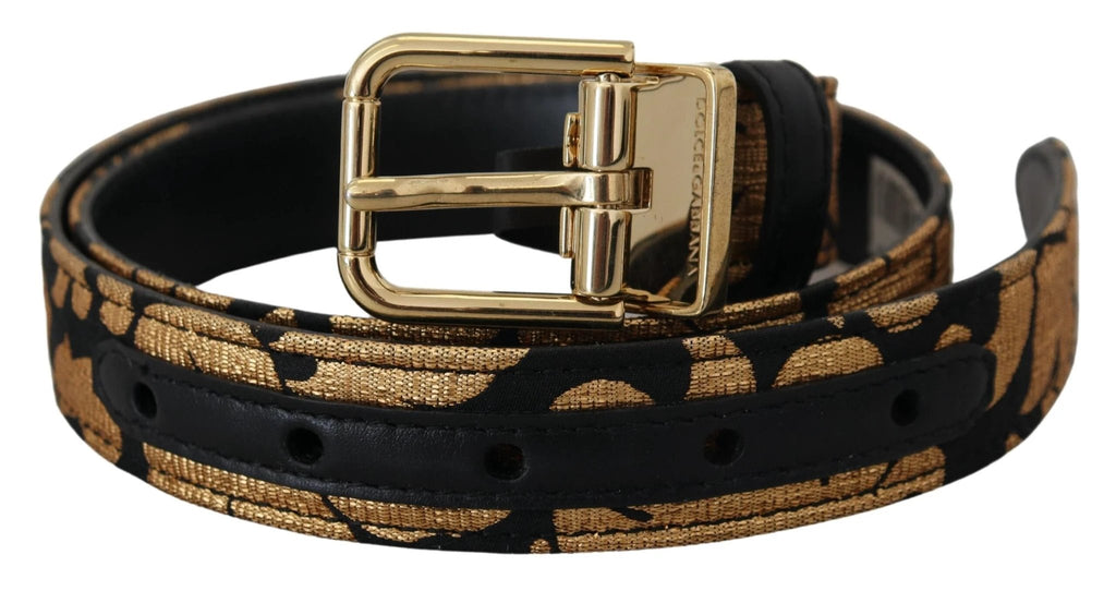 Dolce & Gabbana Multicolor Jacquard Leather Logo Buckle Belt by Dolce & Gabbana