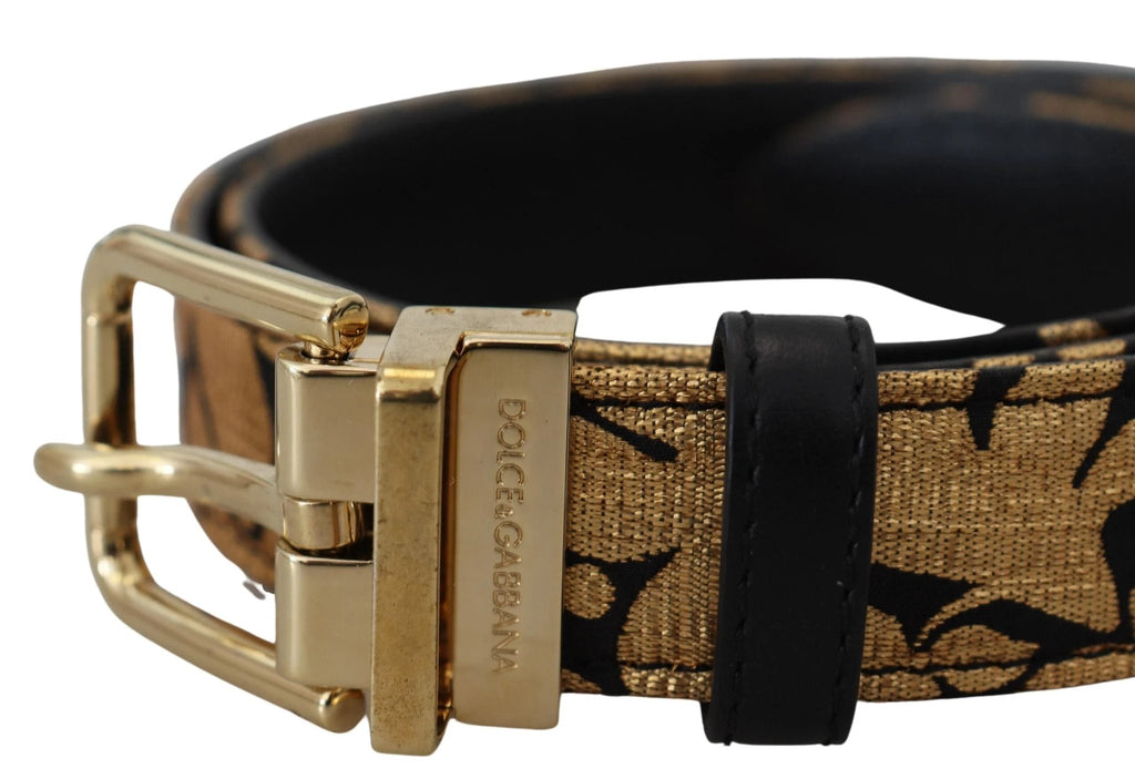 Dolce & Gabbana Multicolor Jacquard Leather Logo Buckle Belt by Dolce & Gabbana