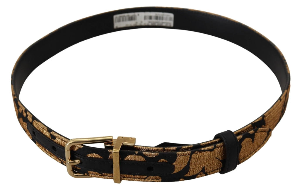 Dolce & Gabbana Multicolor Jacquard Leather Logo Buckle Belt by Dolce & Gabbana
