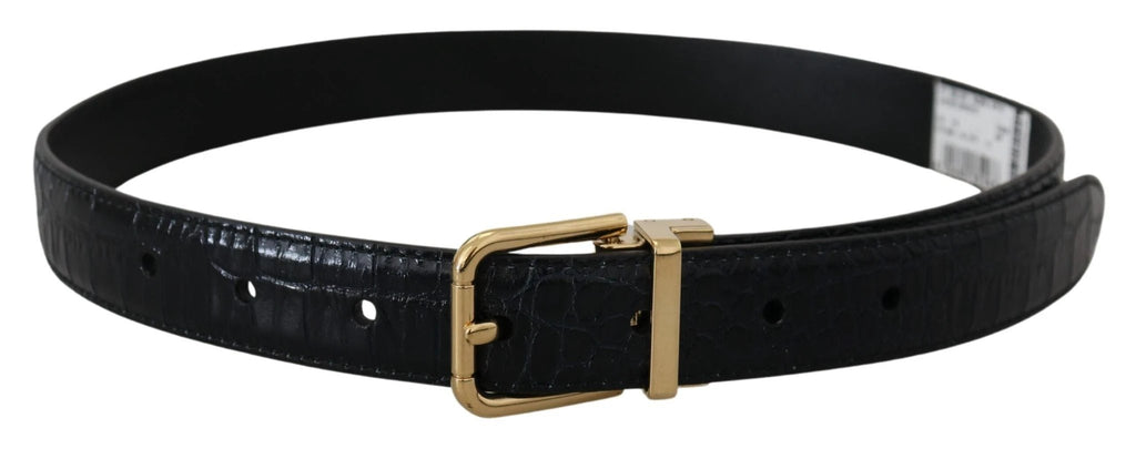 Dolce & Gabbana Black Exotic Leather Gold Metal Buckle Belt by Dolce & Gabbana