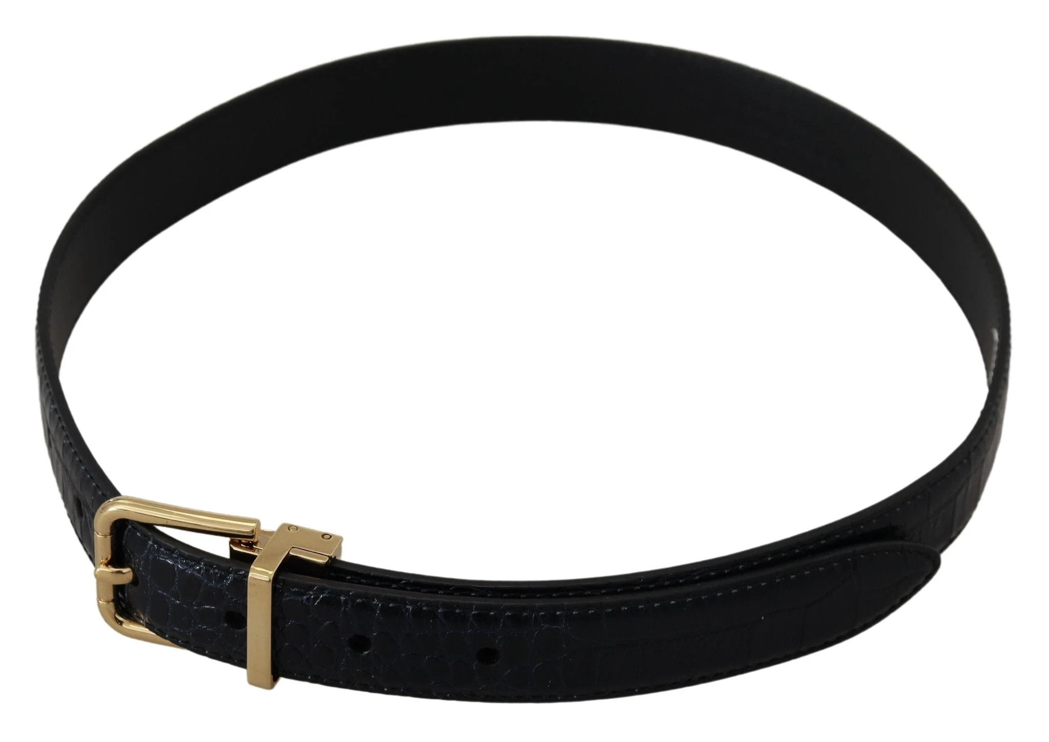 Dolce & Gabbana Black Exotic Leather Gold Metal Buckle Belt by Dolce & Gabbana