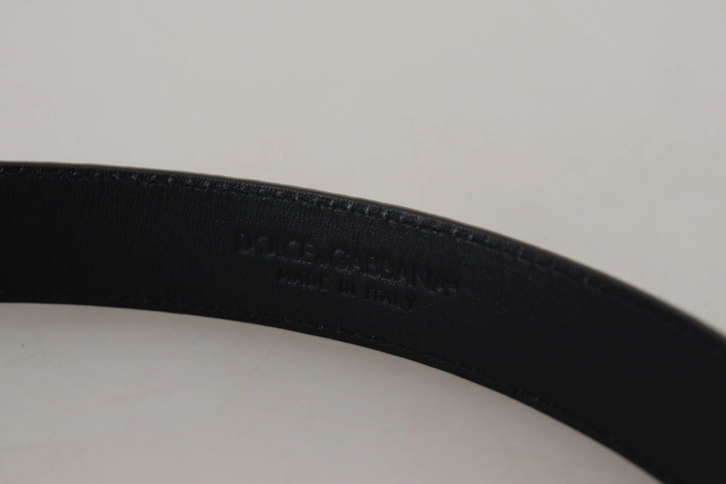 Dolce & Gabbana Black Exotic Leather Gold Metal Buckle Belt by Dolce & Gabbana