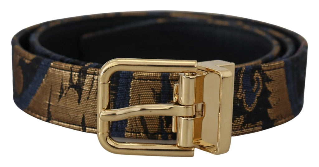 Dolce & Gabbana Multicolor Jacquard Leather Logo Buckle Belt by Dolce & Gabbana