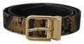 Dolce & Gabbana Multicolor Jacquard Leather Logo Buckle Belt by Dolce & Gabbana