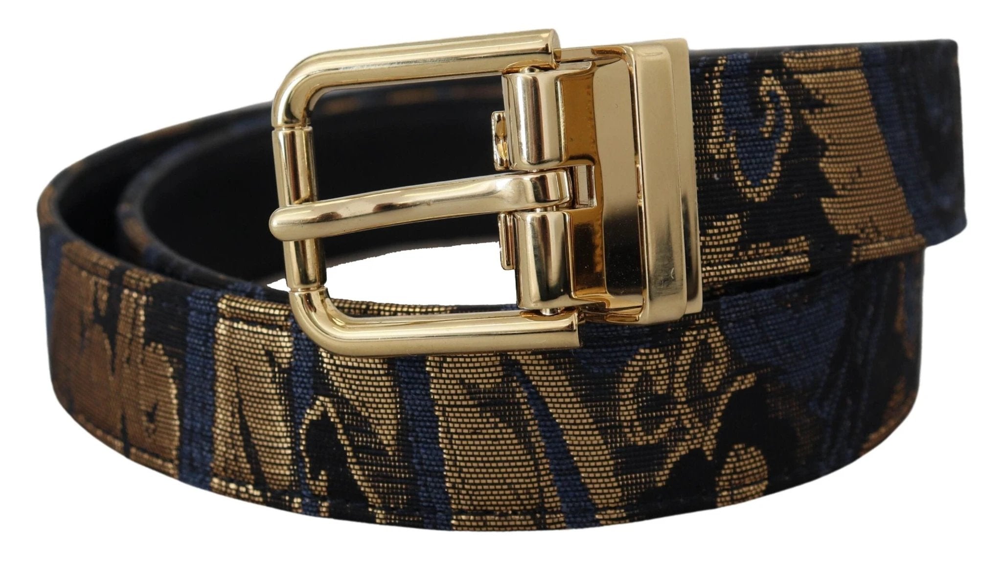 Dolce & Gabbana Multicolor Jacquard Leather Logo Buckle Belt by Dolce & Gabbana