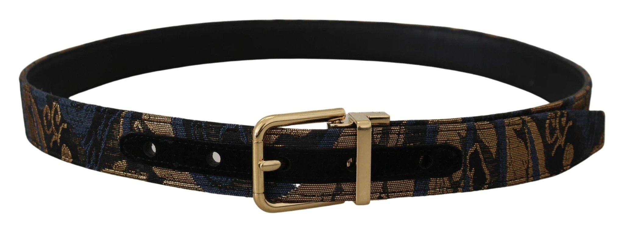 Dolce & Gabbana Multicolor Jacquard Leather Logo Buckle Belt by Dolce & Gabbana