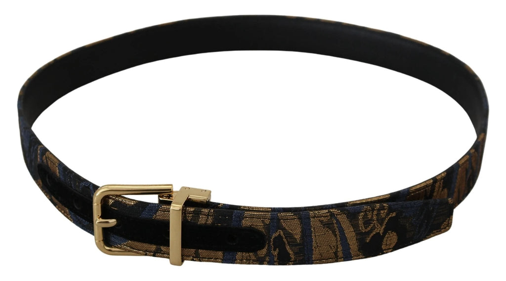 Dolce & Gabbana Multicolor Jacquard Leather Logo Buckle Belt by Dolce & Gabbana