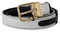 Dolce & Gabbana White Black Patchwork Gold Metal Buckle Belt by Dolce & Gabbana