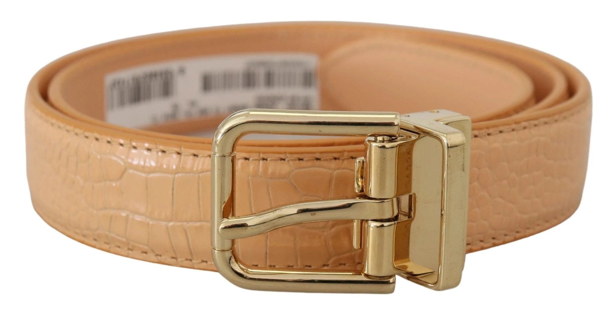 Dolce & Gabbana Beige Exotic Leather Gold Metal Buckle Belt by Dolce & Gabbana