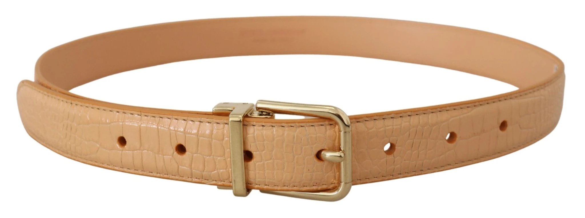 Dolce & Gabbana Beige Exotic Leather Gold Metal Buckle Belt by Dolce & Gabbana