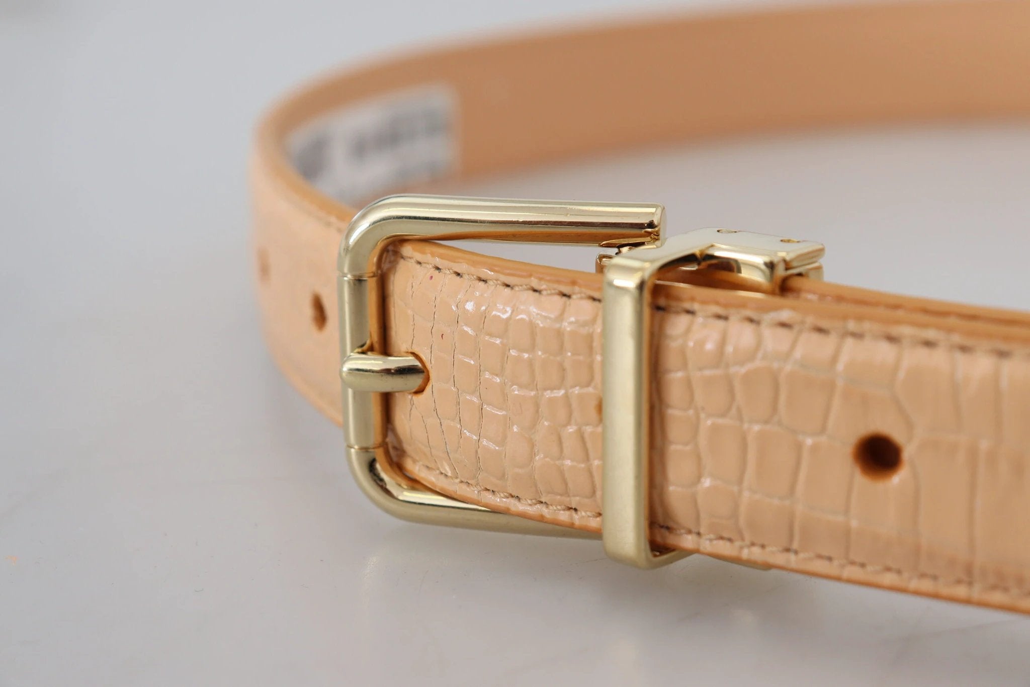 Dolce & Gabbana Beige Exotic Leather Gold Metal Buckle Belt by Dolce & Gabbana