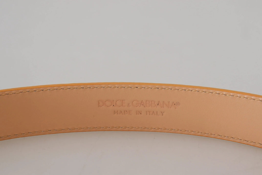 Dolce & Gabbana Beige Exotic Leather Gold Metal Buckle Belt by Dolce & Gabbana