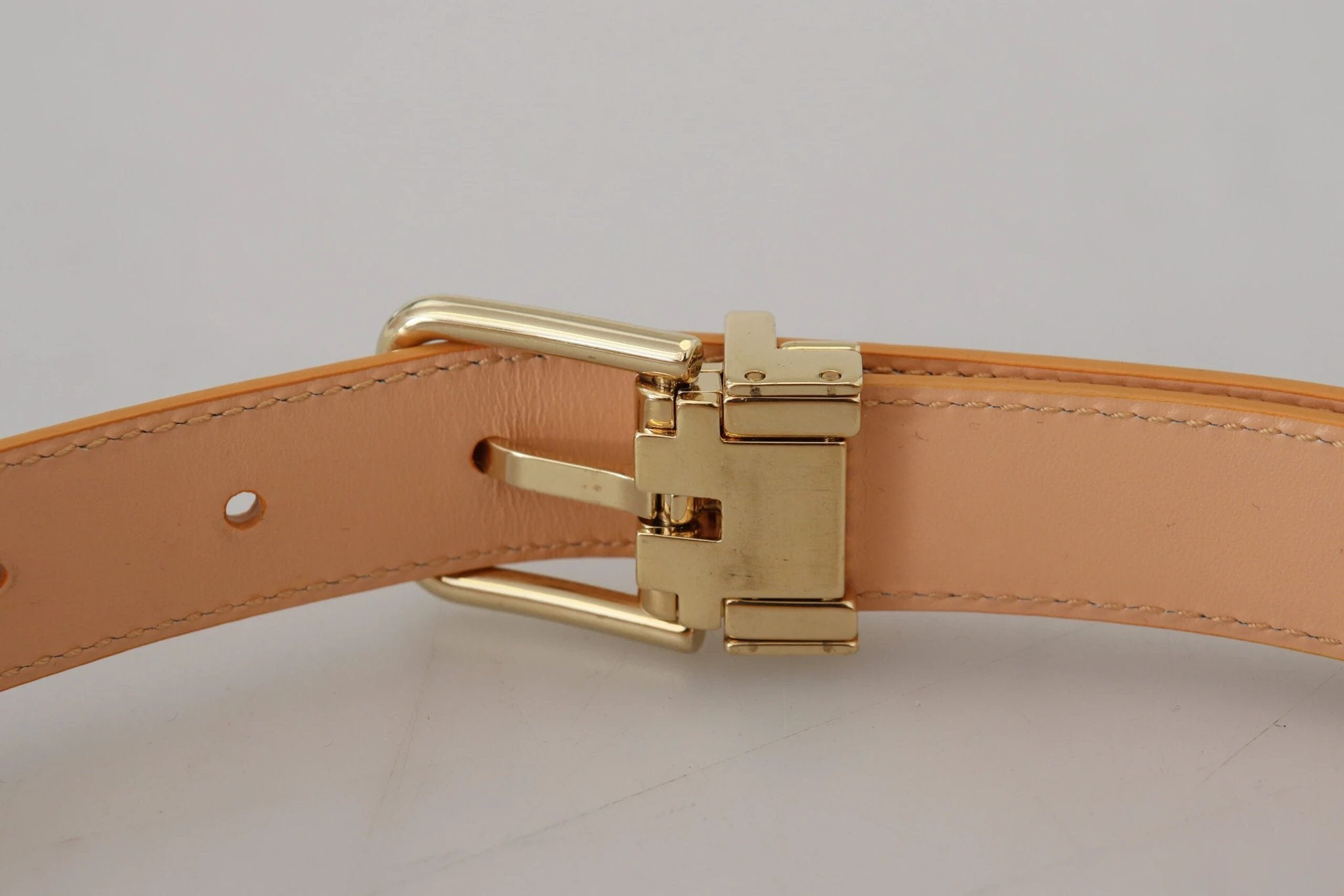 Dolce & Gabbana Beige Exotic Leather Gold Metal Buckle Belt by Dolce & Gabbana