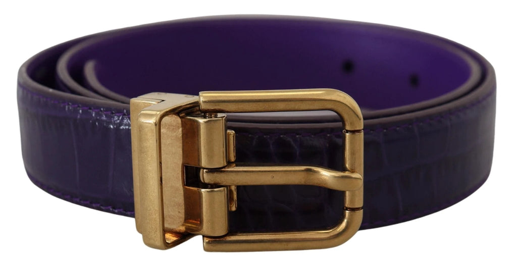 Dolce & Gabbana Purple Exotic Leather Gold Metal Buckle Belt by Dolce & Gabbana