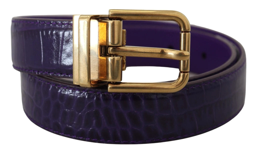 Dolce & Gabbana Purple Exotic Leather Gold Metal Buckle Belt by Dolce & Gabbana