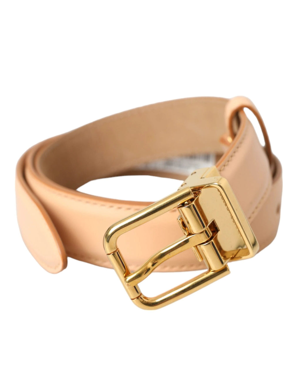 Dolce & Gabbana Beige Calfskin Leather Gold Metal Buckle Belt by Dolce & Gabbana
