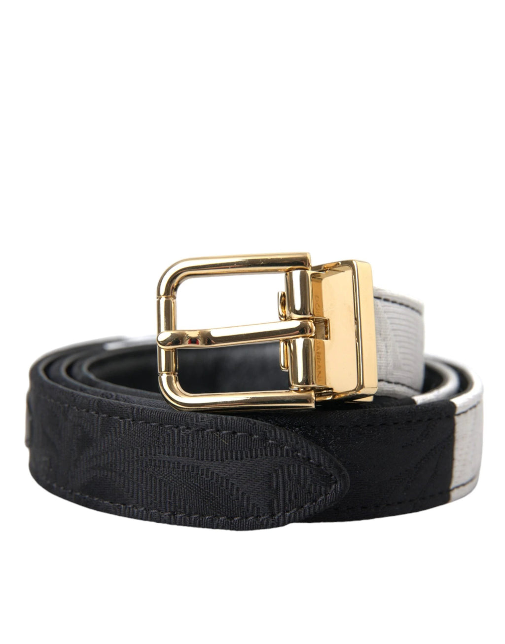 Dolce & Gabbana Black White Patchwork Gold Metal Buckle Belt by Dolce & Gabbana