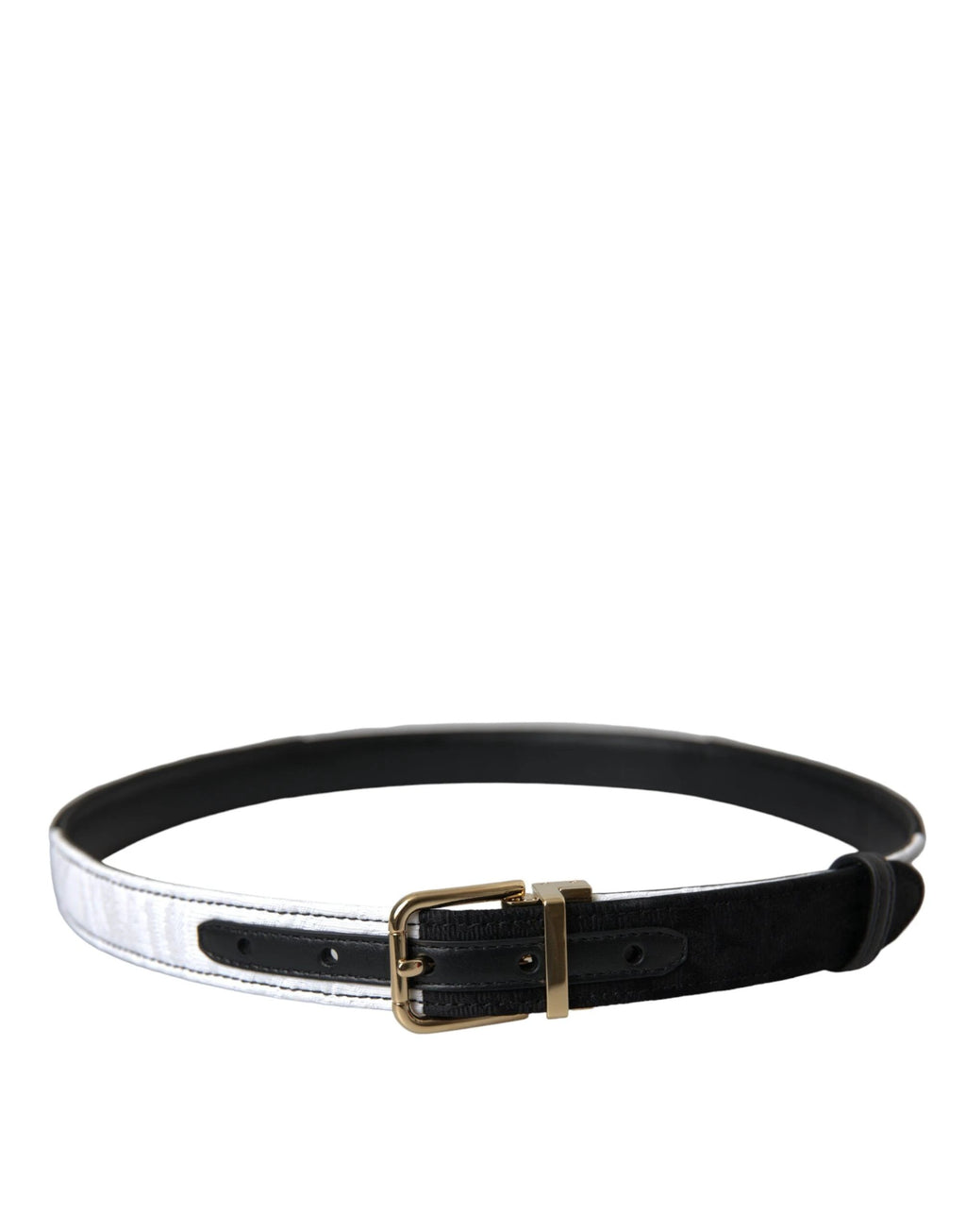 Dolce & Gabbana Black White Patchwork Gold Metal Buckle Belt by Dolce & Gabbana