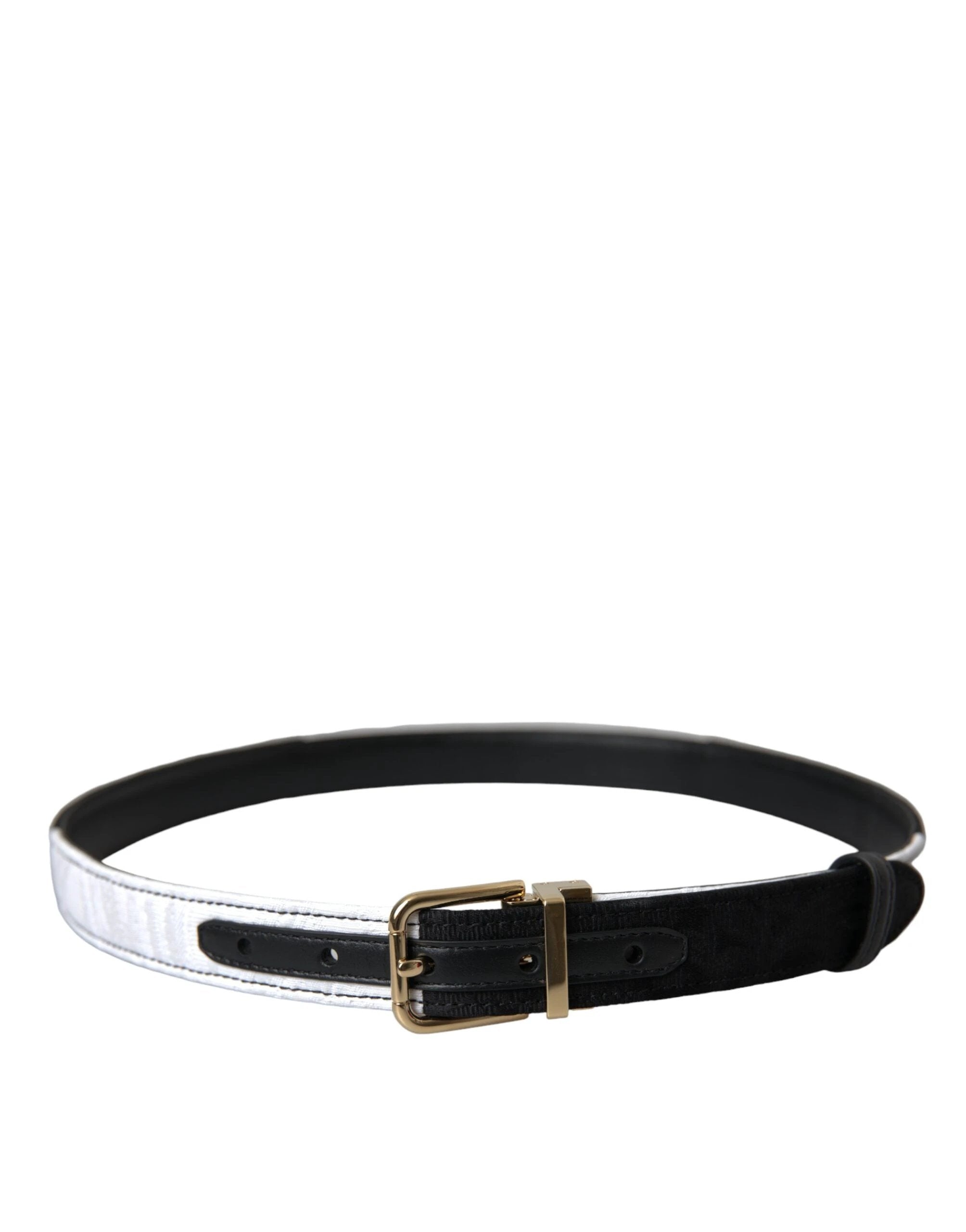 Dolce & Gabbana Black White Patchwork Gold Metal Buckle Belt by Dolce & Gabbana