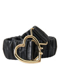 Dolce & Gabbana Black Leather Gold Heart Metal Buckle Belt by Dolce & Gabbana