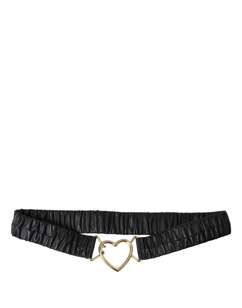Dolce & Gabbana Black Leather Gold Heart Metal Buckle Belt by Dolce & Gabbana