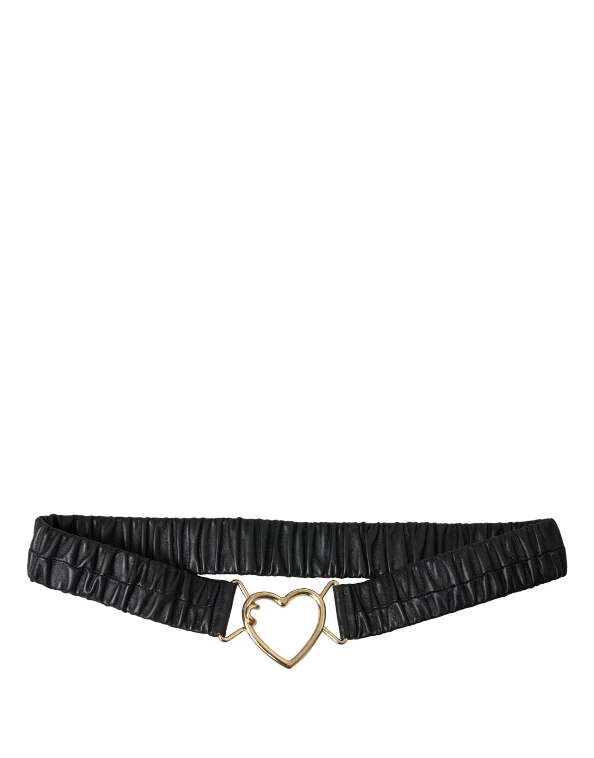 Dolce & Gabbana Black Leather Gold Heart Metal Buckle Belt by Dolce & Gabbana