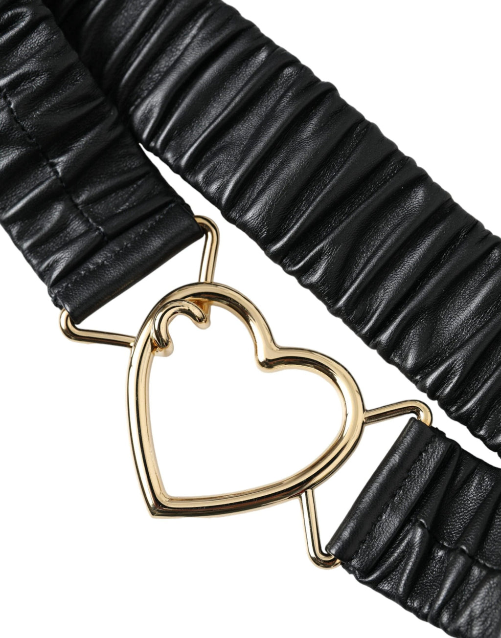 Dolce & Gabbana Black Leather Gold Heart Metal Buckle Belt by Dolce & Gabbana