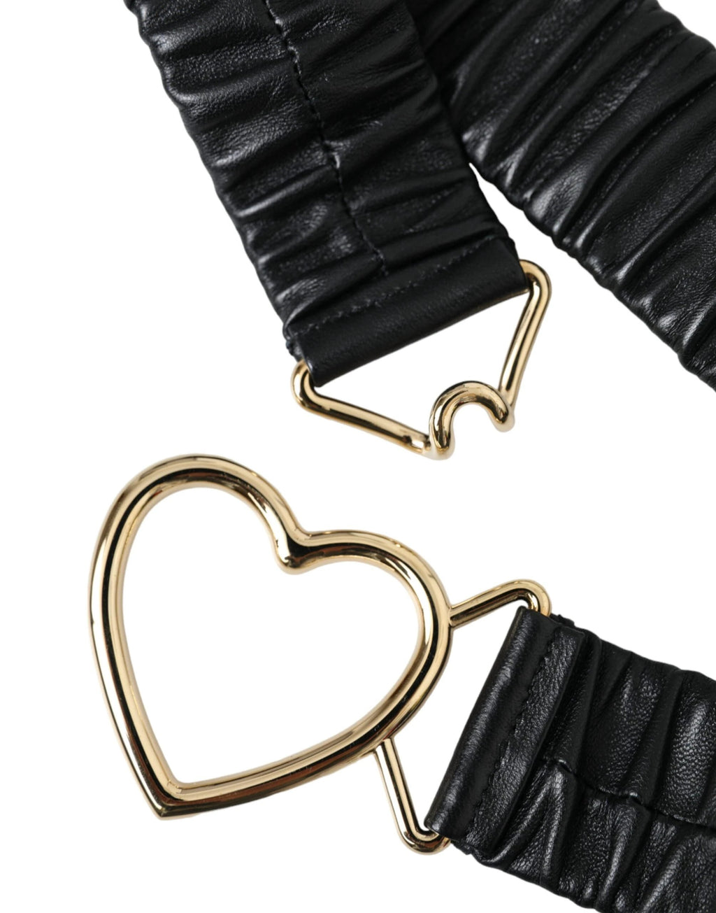 Dolce & Gabbana Black Leather Gold Heart Metal Buckle Belt by Dolce & Gabbana