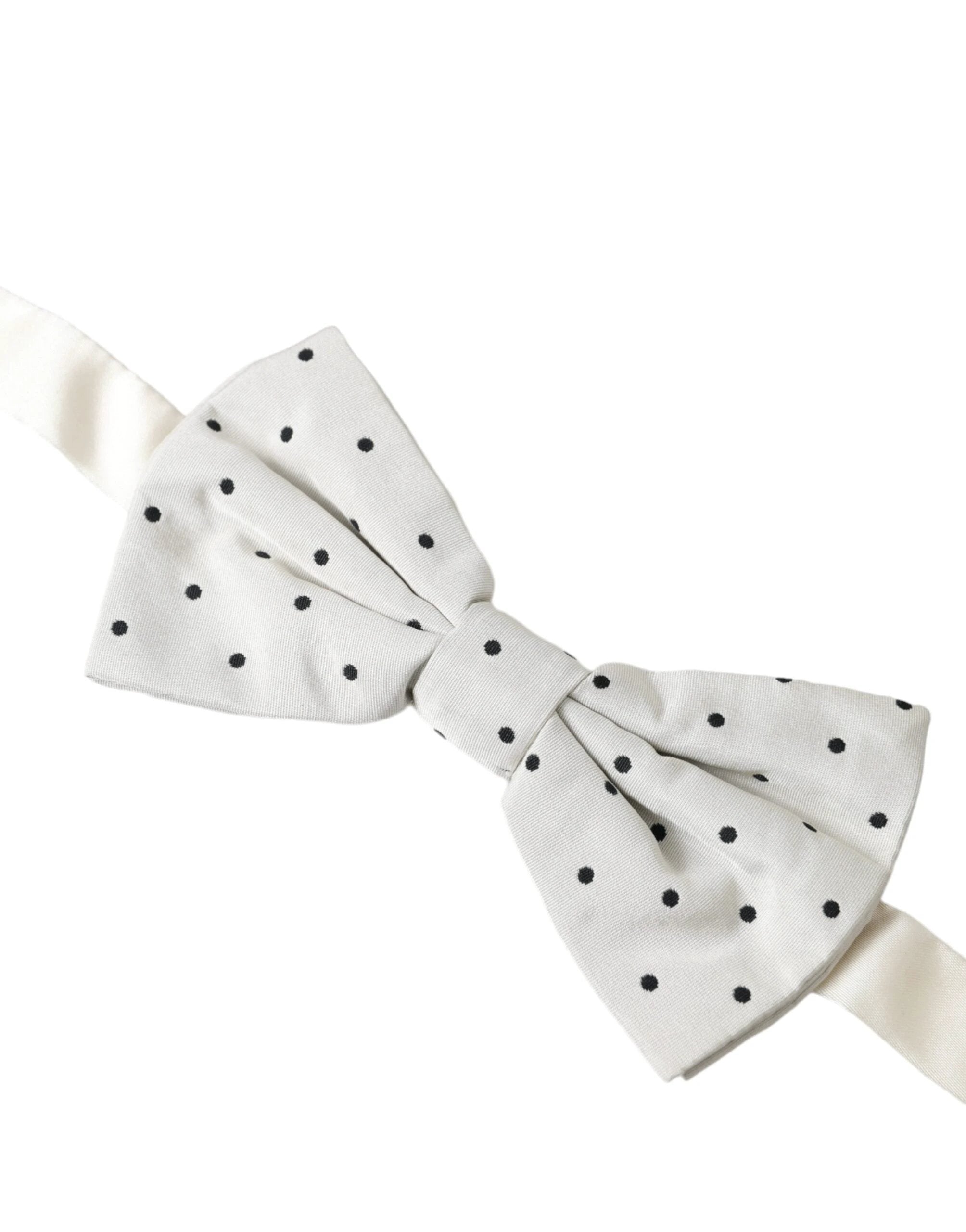 Dolce & Gabbana White Black Polka Dot Polyester Bow Tie Men by Dolce & Gabbana