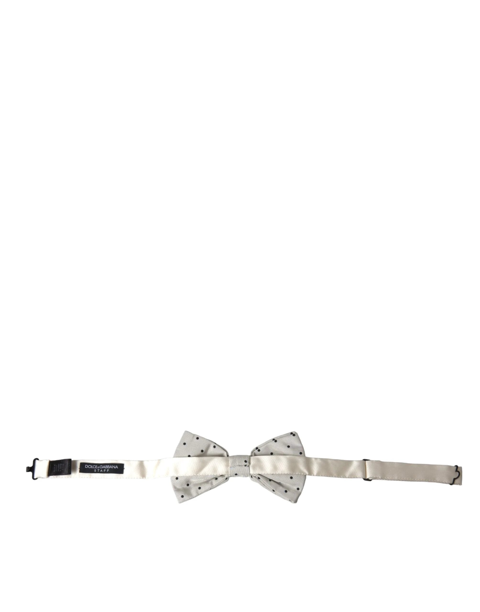 Dolce & Gabbana White Black Polka Dot Polyester Bow Tie Men by Dolce & Gabbana