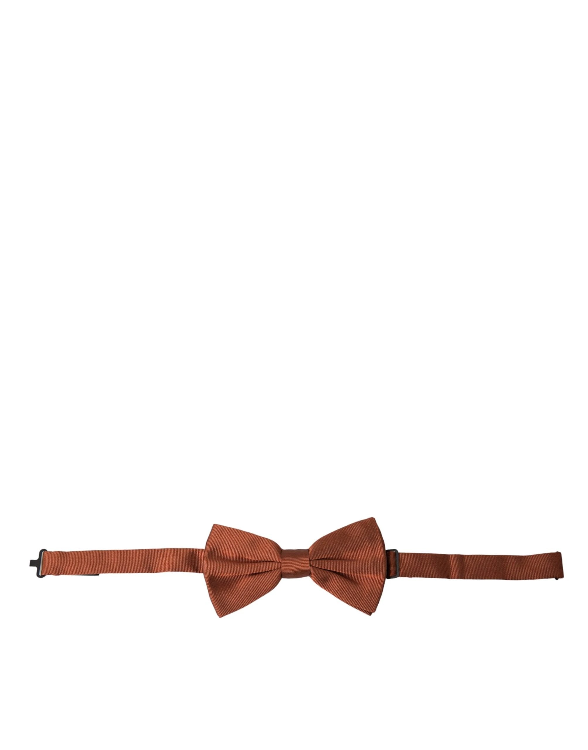 Dolce & Gabbana Brown Silk Adjustable Neck Men Bow Tie by Dolce & Gabbana
