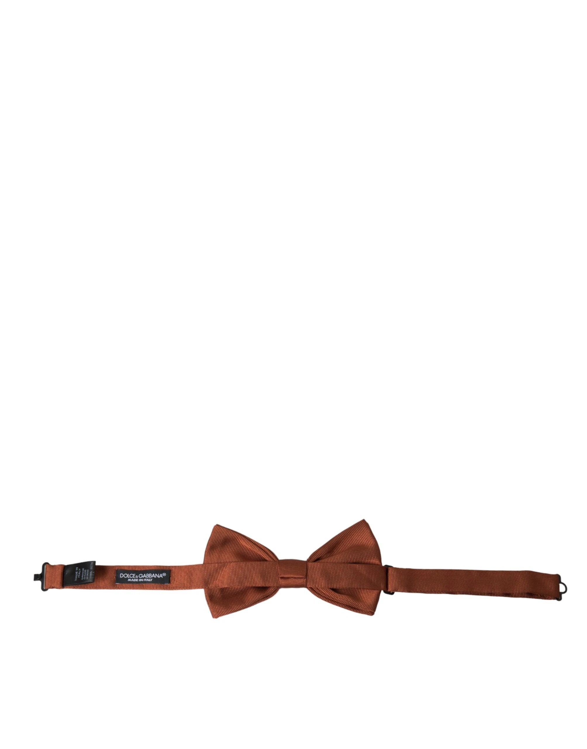Dolce & Gabbana Brown Silk Adjustable Neck Men Bow Tie by Dolce & Gabbana