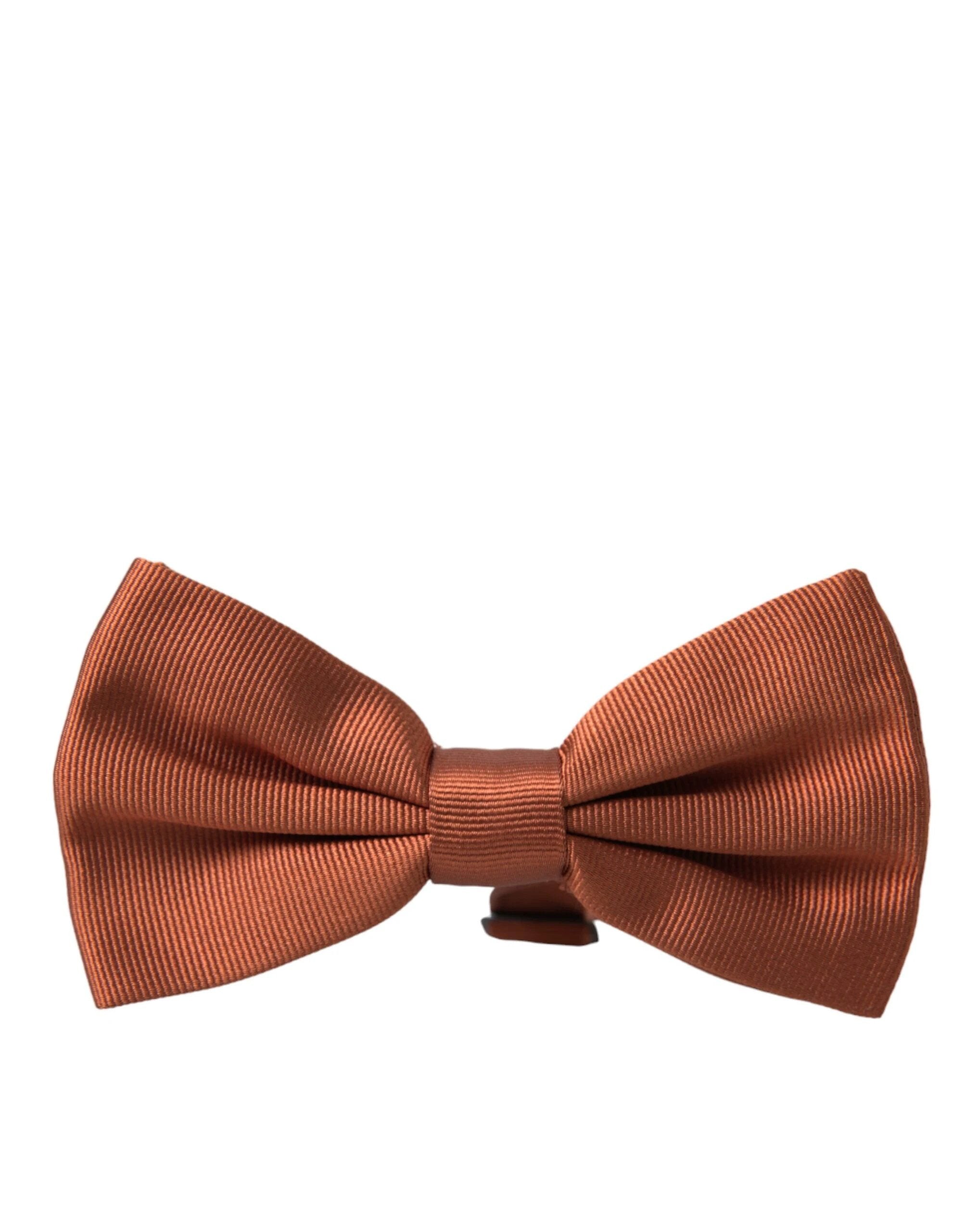 Dolce & Gabbana Brown Silk Adjustable Neck Men Bow Tie by Dolce & Gabbana