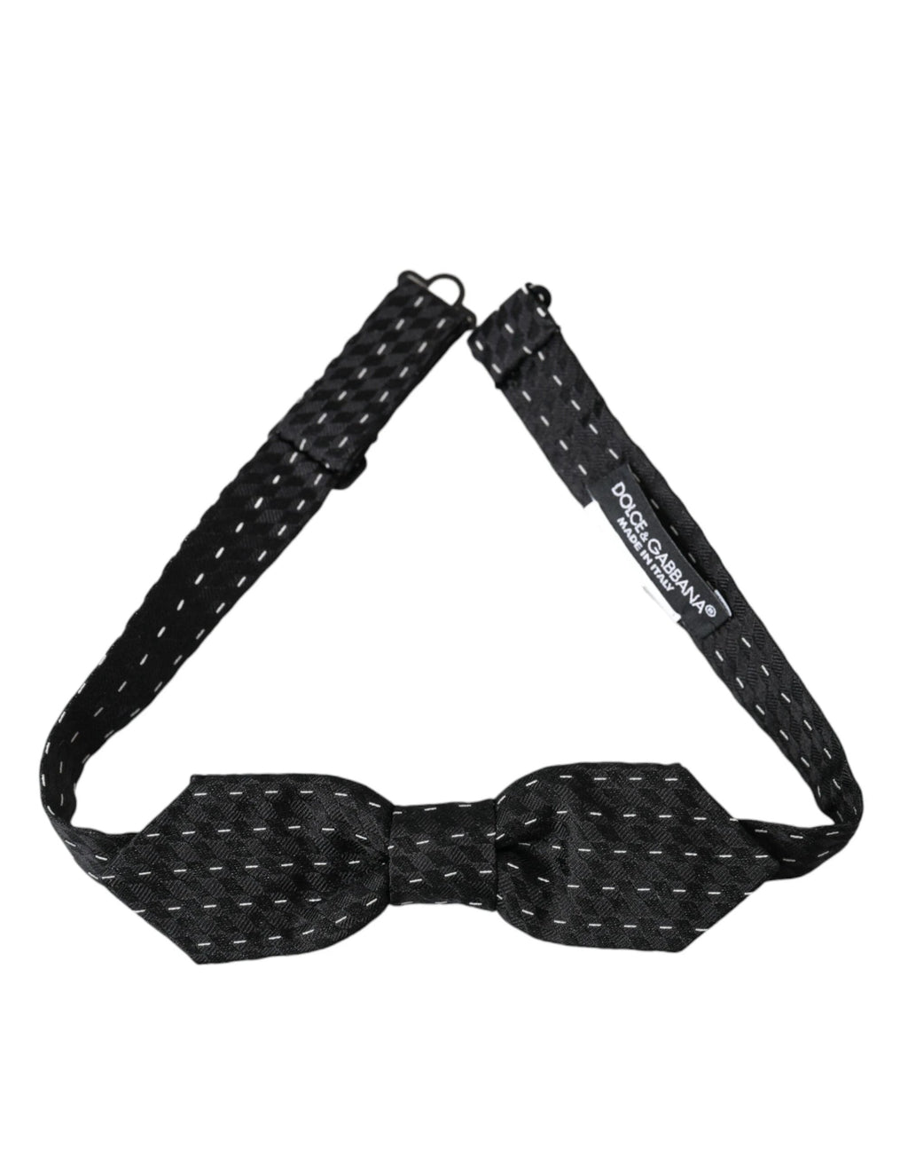 Dolce & Gabbana Black White Stitched Silk Men Neck Bow Tie by Dolce & Gabbana