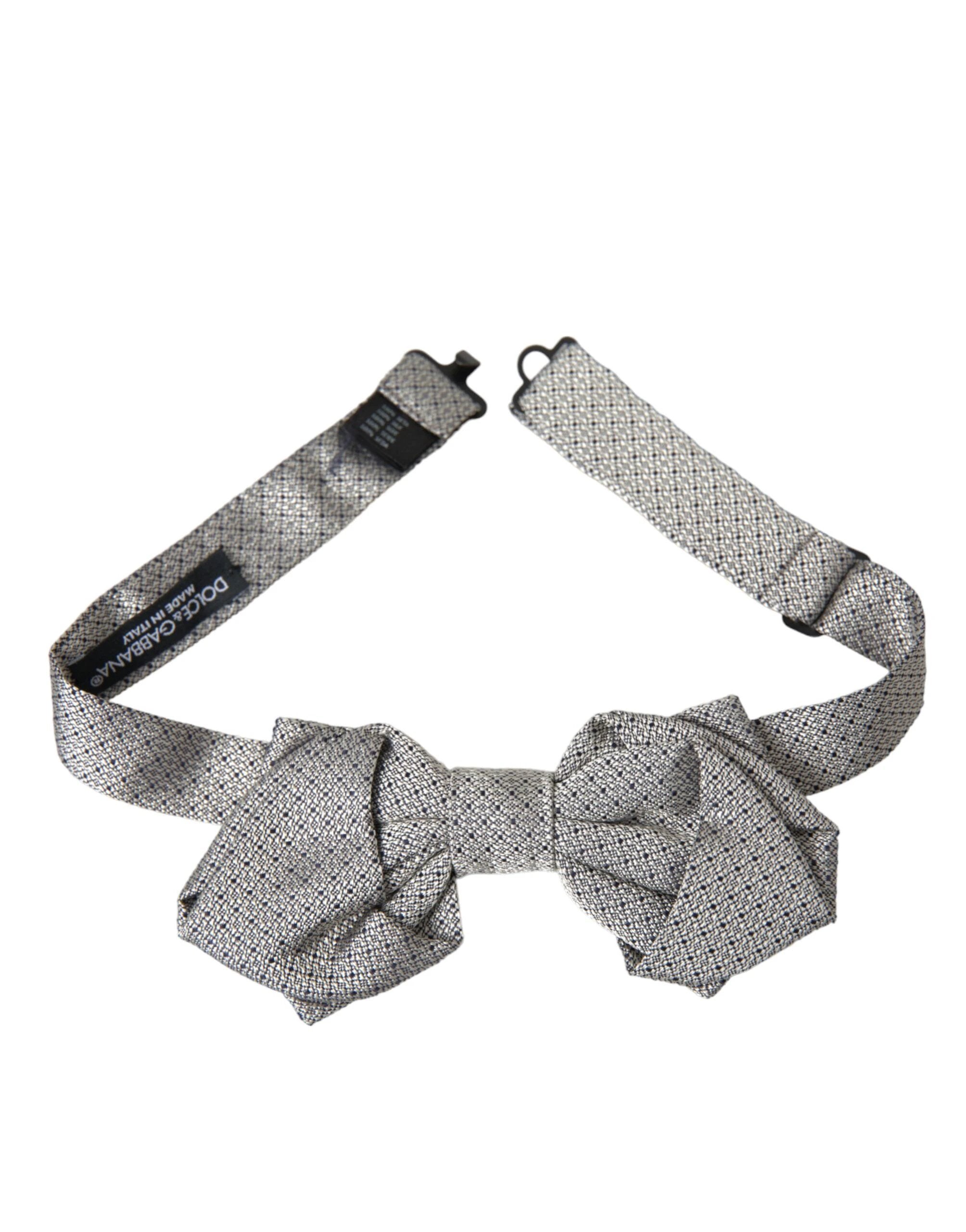 Dolce & Gabbana Gray Silk Adjustable Neck Men Bow Tie by Dolce & Gabbana