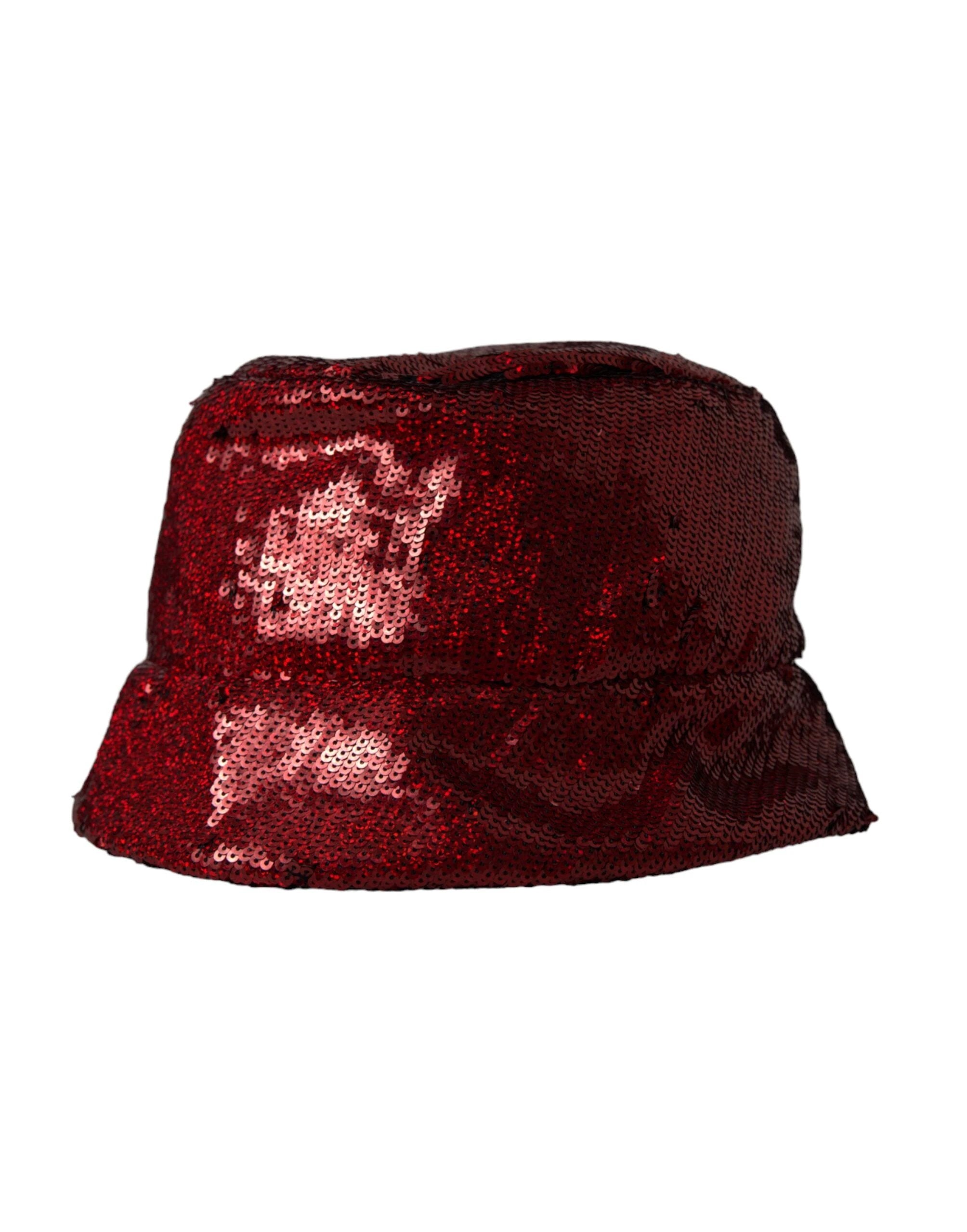 Dolce & Gabbana Red Sequined Nylon Bucket Hat Men by Dolce & Gabbana