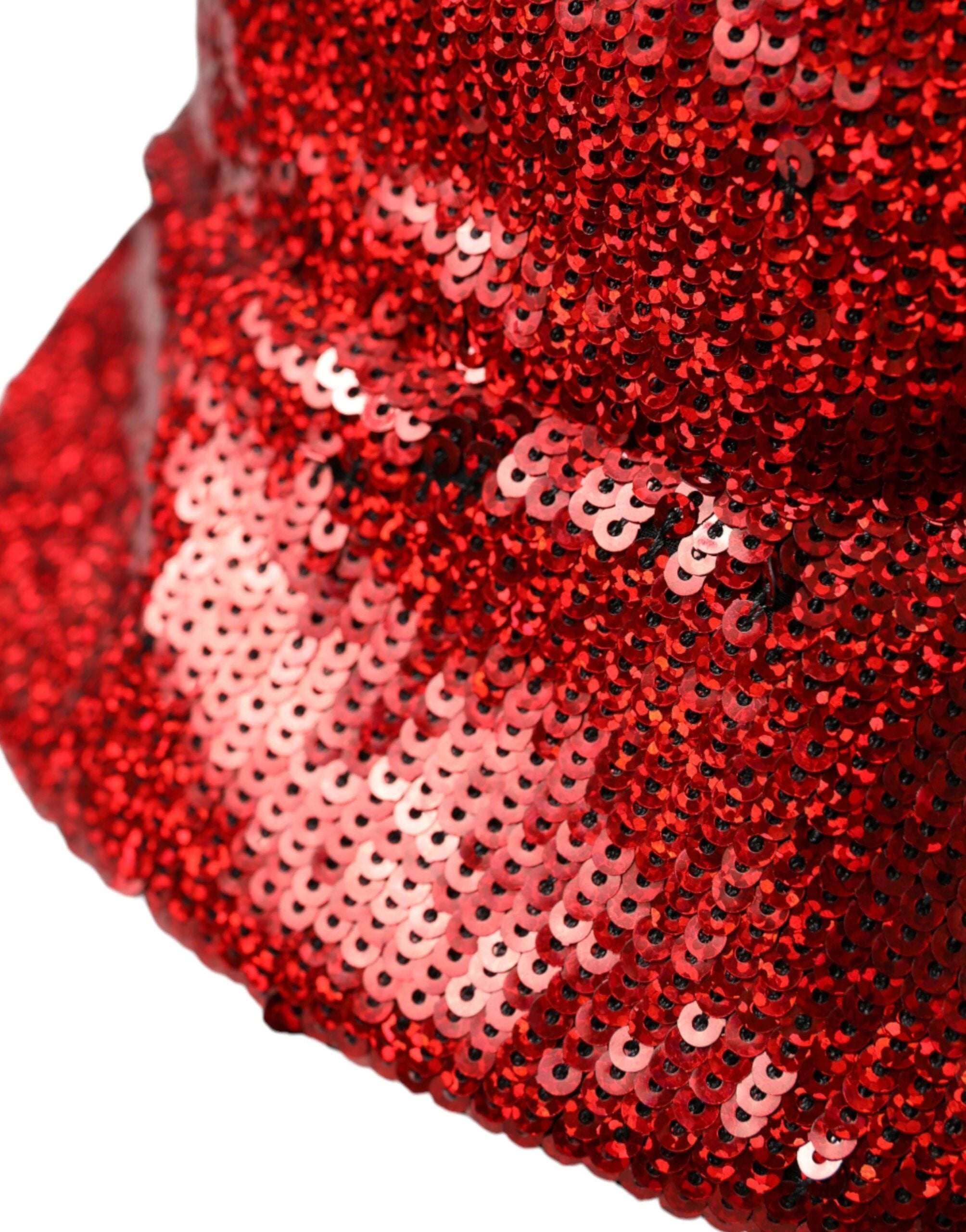 Dolce & Gabbana Red Sequined Nylon Bucket Hat Men by Dolce & Gabbana