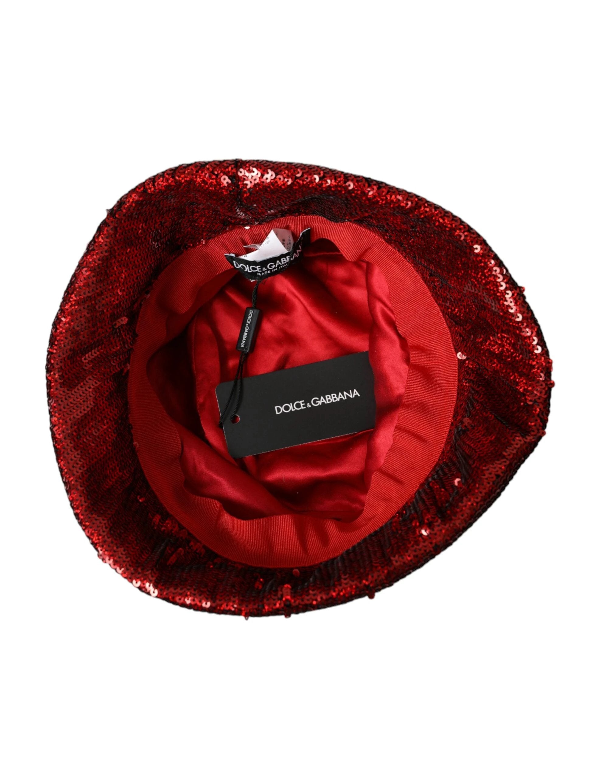 Dolce & Gabbana Red Sequined Nylon Bucket Hat Men by Dolce & Gabbana