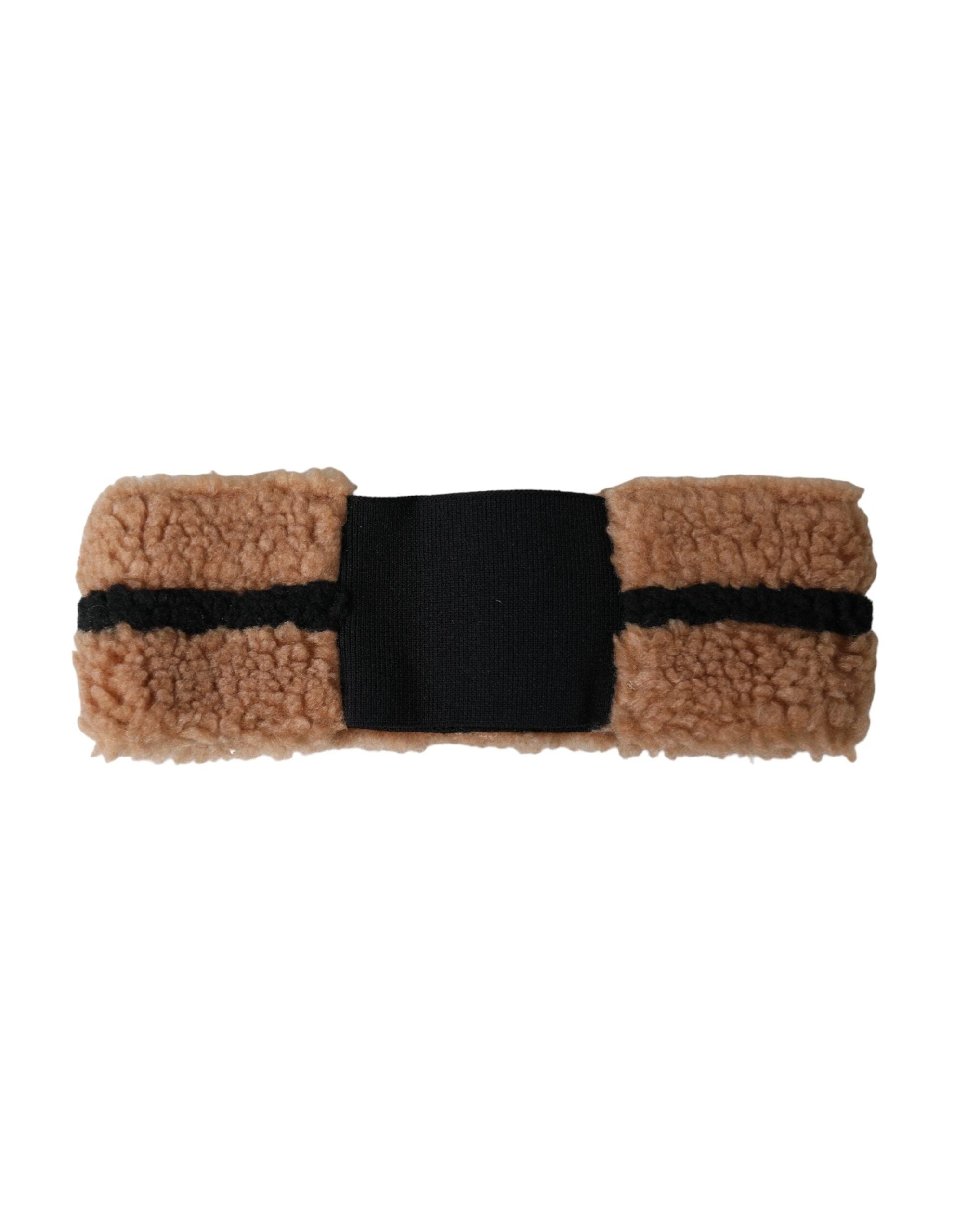 Dolce & Gabbana Brown Black Fleece Wool Head Band Hat Men by Dolce & Gabbana