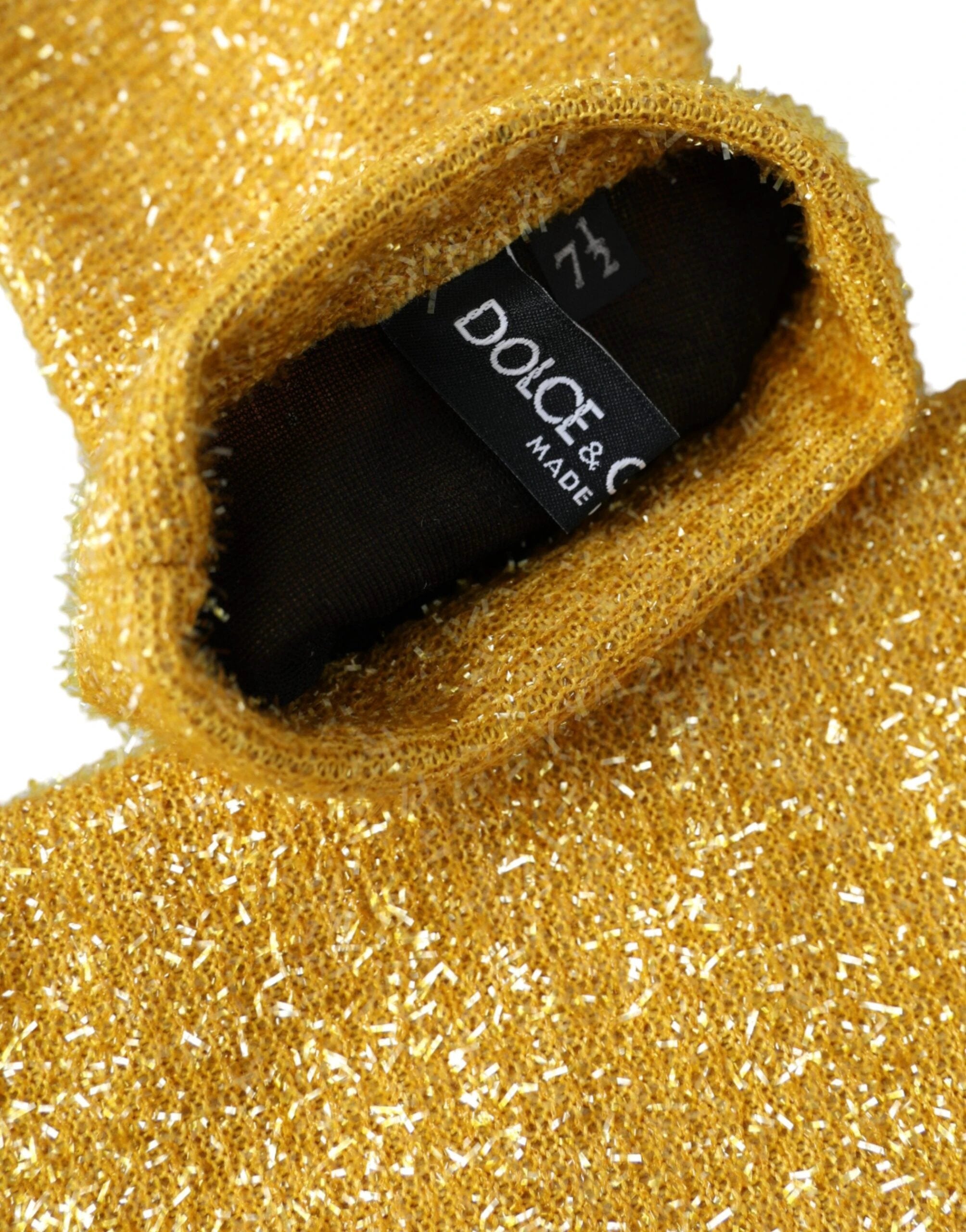Dolce & Gabbana Gold Lurex Fantasia Mid Arm Length Gloves by Dolce & Gabbana