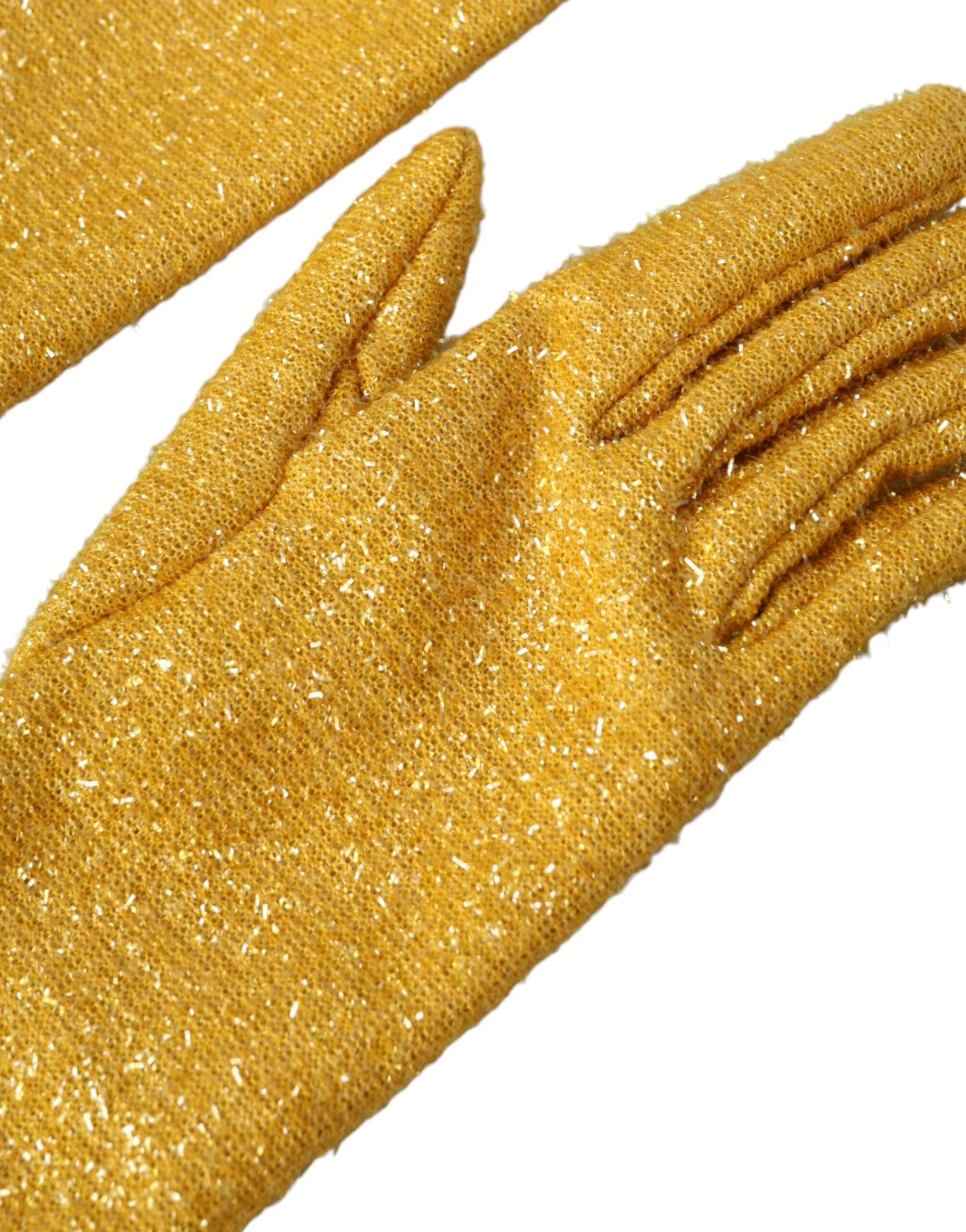 Dolce & Gabbana Gold Lurex Fantasia Mid Arm Length Gloves by Dolce & Gabbana