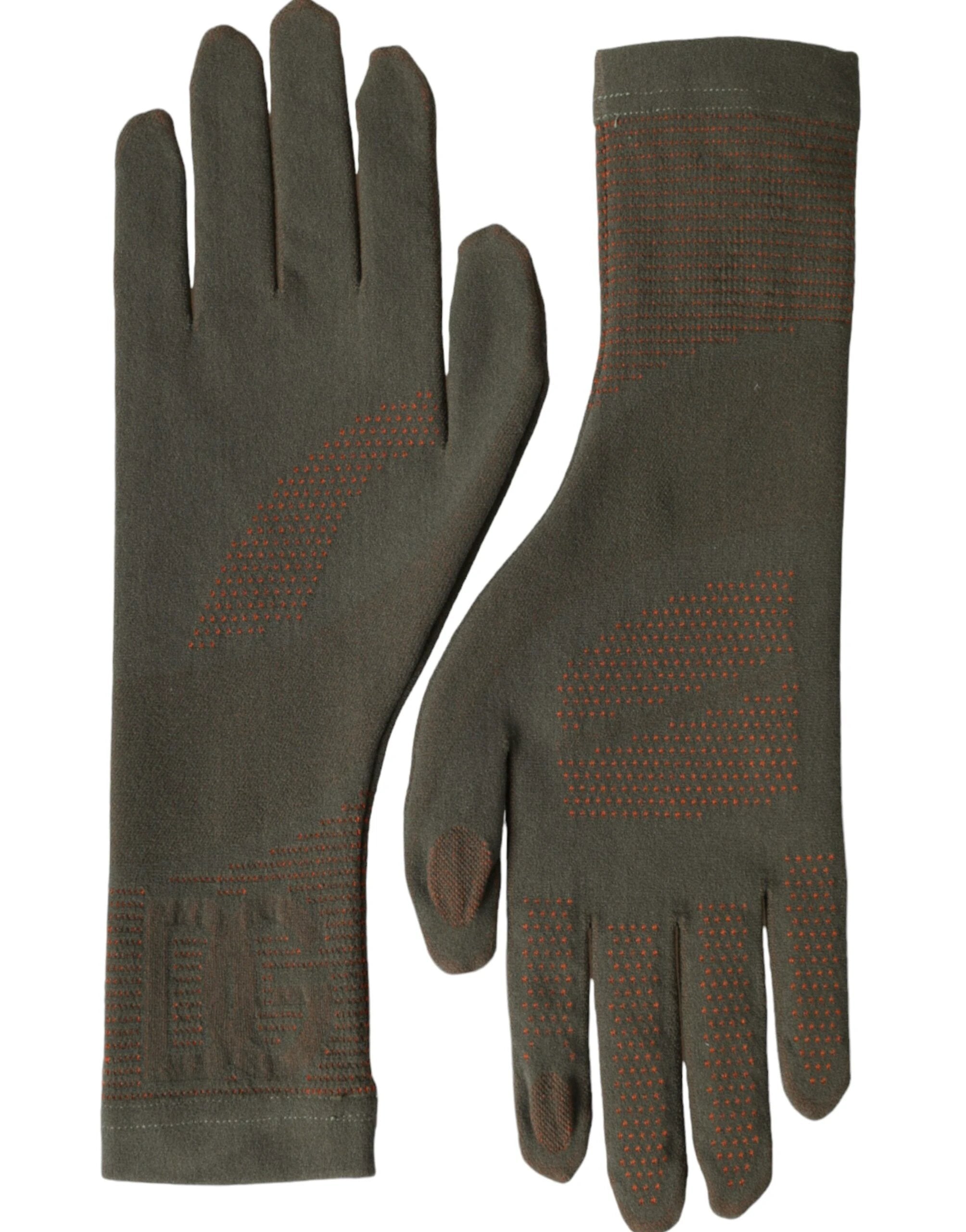 Dolce & Gabbana Brown Cotton Stretch Wrist Length Gloves by Dolce & Gabbana