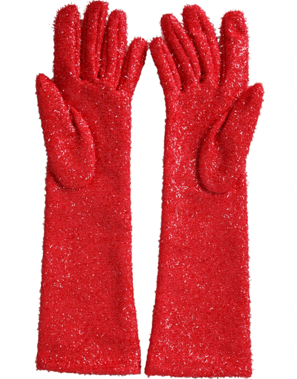 Dolce & Gabbana Red Lurex Fantasia Mid Arm Length Gloves by Dolce & Gabbana