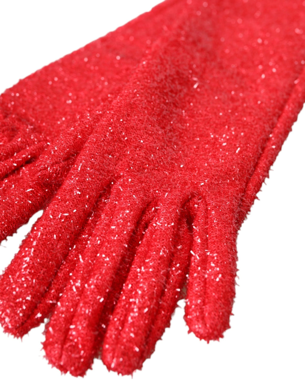 Dolce & Gabbana Red Lurex Fantasia Mid Arm Length Gloves by Dolce & Gabbana