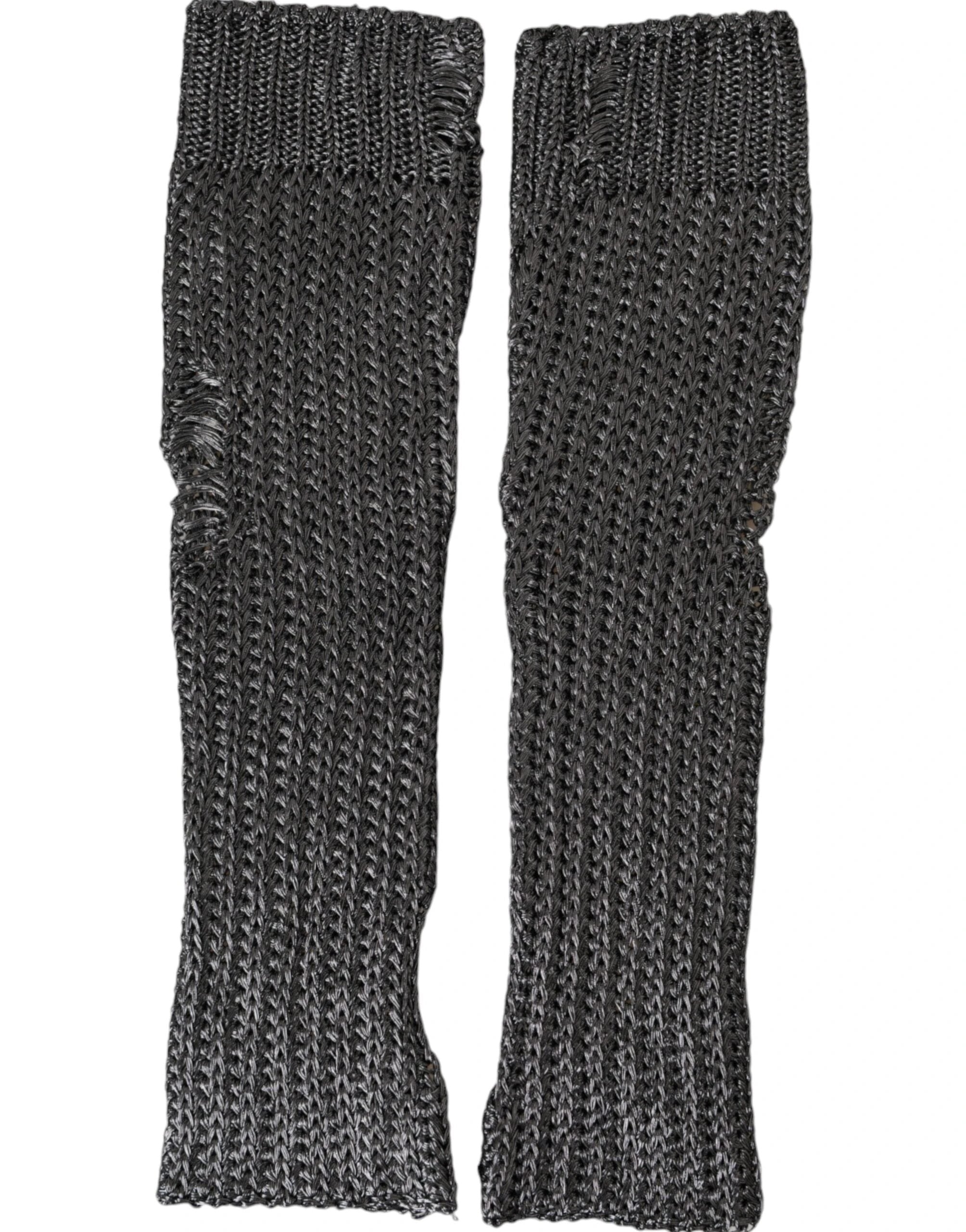 Dolce & Gabbana Gray Viscose Knitted Finger Less Gloves by Dolce & Gabbana