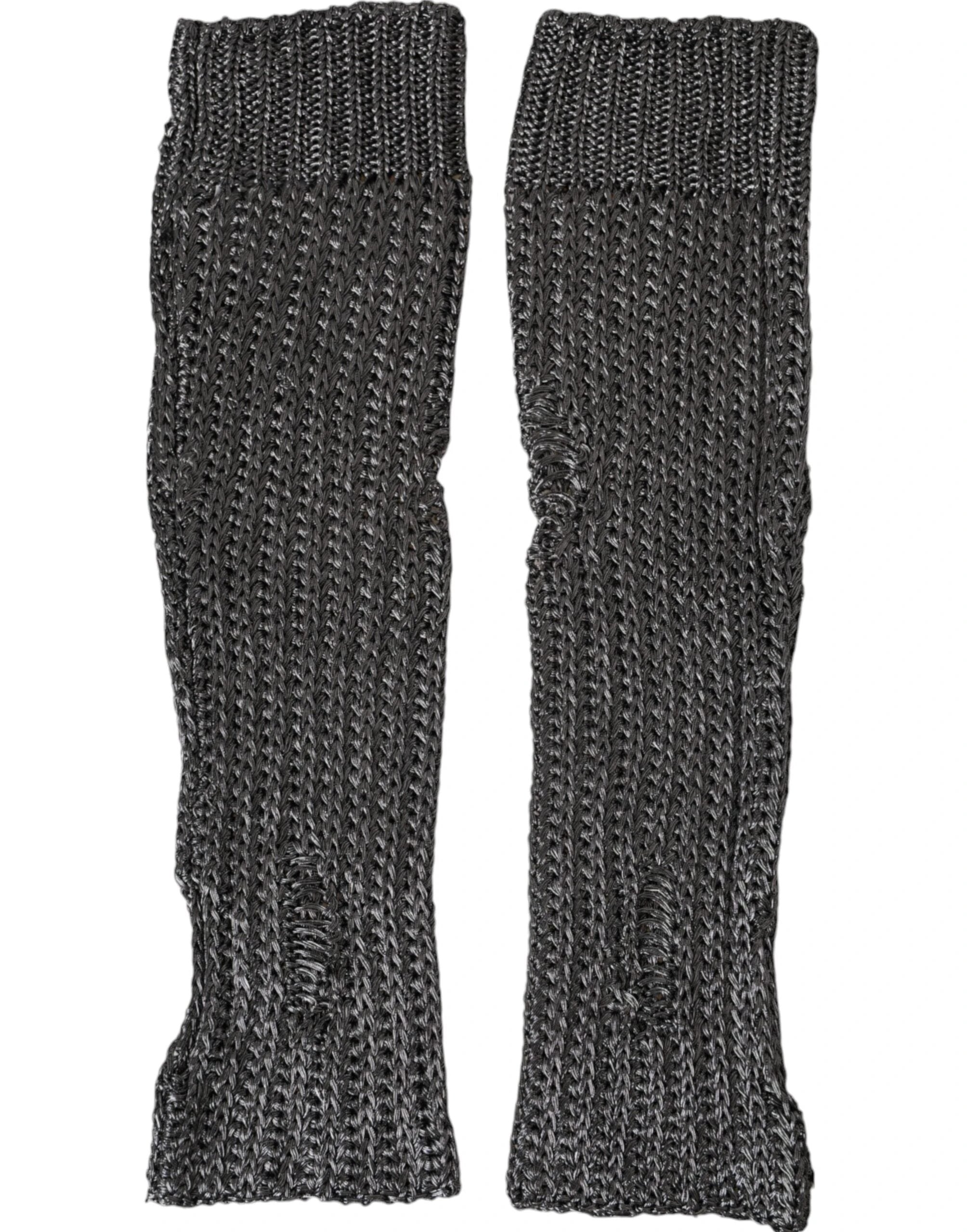 Dolce & Gabbana Gray Viscose Knitted Finger Less Gloves by Dolce & Gabbana
